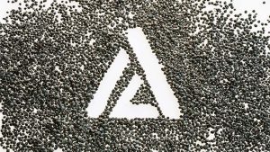 Close-up of ICL Granular PK fertilizer pellets arranged around the ICL logo on a white background.
