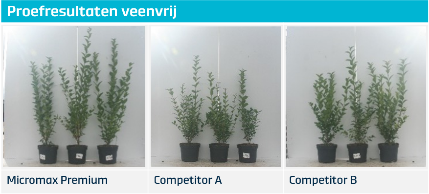 De proefresultaten van de Ligustrum ovalifolium met veenvrije substraten uit Micromax Premium proef van de Osmocote Experience 2024
